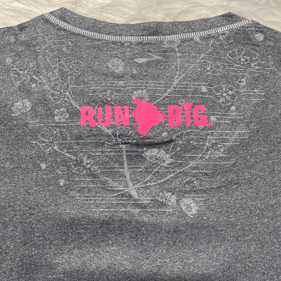 Brooks Gray Run Aloha Short Sleeve Tee womens S - Picture 6 of 7